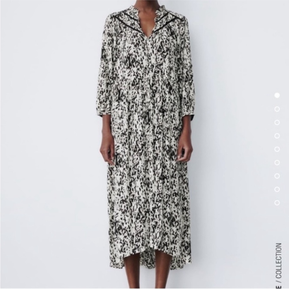 Zara Multicolor Lace Trim Midi Dress XS